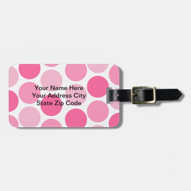 Pink Polka Dot Bag Tags (Front Horizontal)