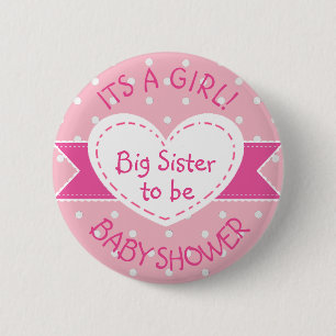 Pink Polka Dot Big Sister To Be Its a Girl Pin