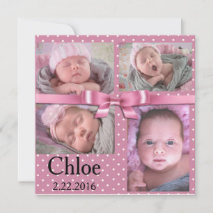 Pink Polka Dot Birthday Announcement