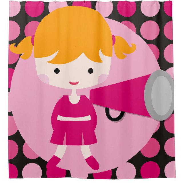 Pink Polka Dot Blonde Hair Cheerleader (Front)