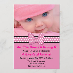 Pink Polka Dot Bow Invitation