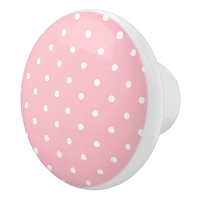 Pink Polka Dot Ceramic Knob (Right)
