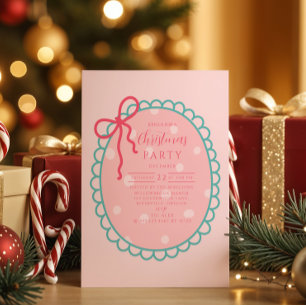 Pink Polka Dot Christmas Invitation