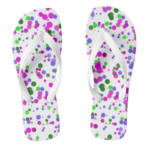 Pink Polka Dot Confetti Flip Flops