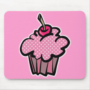 pink polka dot cupcake mouse pad