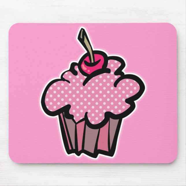 pink polka dot cupcake mouse pad (Front)