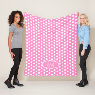 Pink polka dot custom name plate blanket