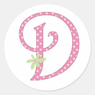 Pink Polka Dot • D Classic Round Sticker