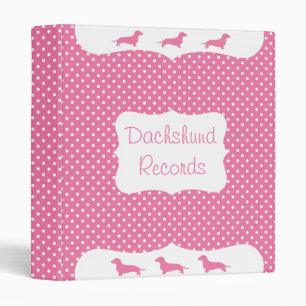 Pink Polka Dot Dachshund Breeder Records Binder