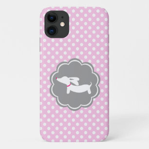 Pink Polka Dot Dachshund Mobile Phone Case
