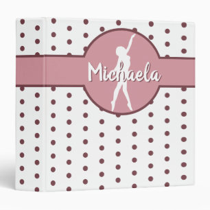 Pink Polka Dot Dance Ballerina Acrobatic Name Binder