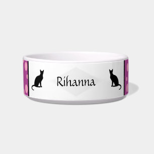 Pink Polka Dot Design Ceramic Pet Bowl - HAMbWG