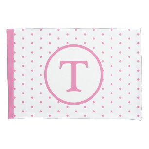 Pink Polka-Dot Girl's Monogram Pillowcase