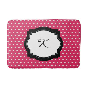 Pink Polka Dot Initial Bath Mat