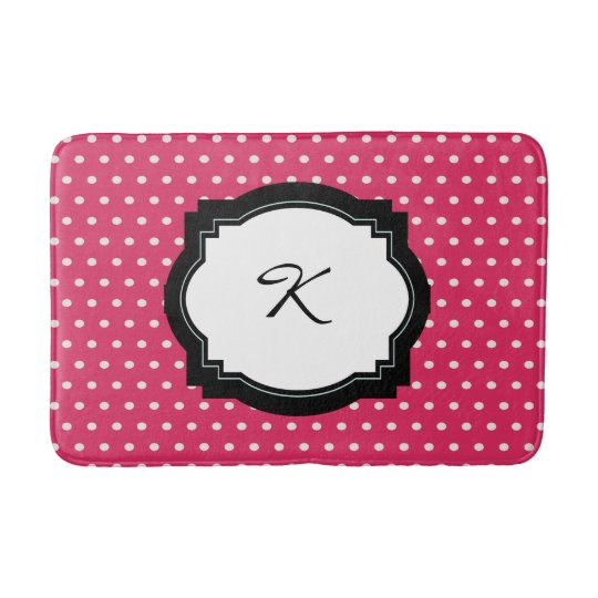 Pink Polka Dot Initial Bath Mat