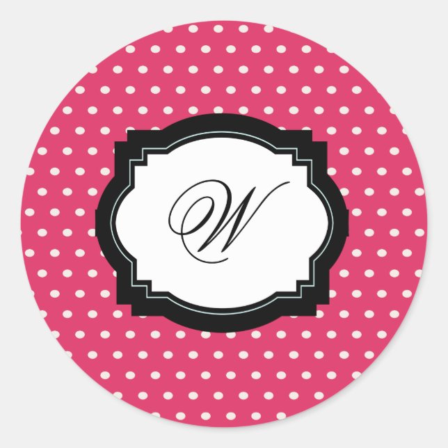 Pink Polka Dot Initial Sticker (Front)