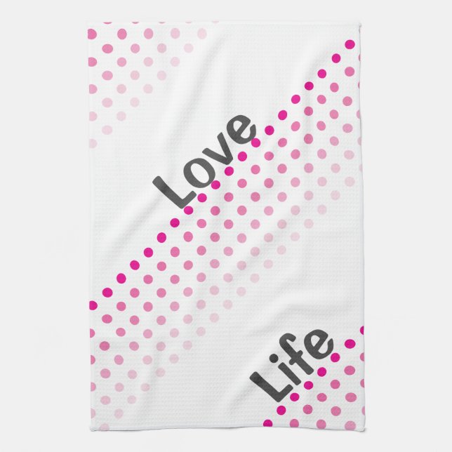 Pink polka dot kitchen towel (Vertical)