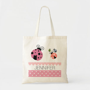 Pink Polka Dot Ladybug Heart Book Bag