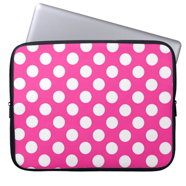 Pink Polka Dot Laptop Sleeve (Front)