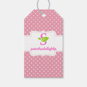 Pink polka-dot  logo  gift tags