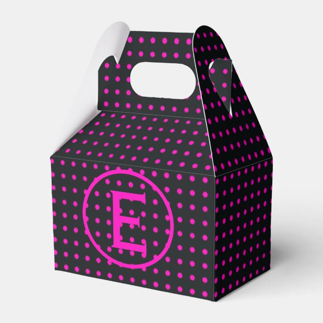 Pink Polka Dot Monogram Favour Box (Front Side)