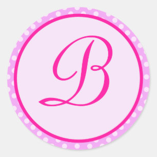 Pink Polka Dot Monogram Initial Sticker