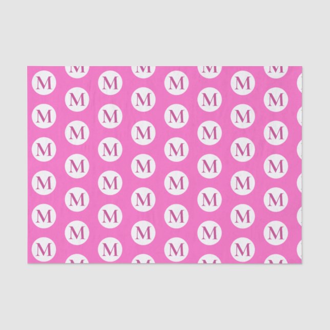 Pink Polka Dot Monogram Tissue Paper (Front)