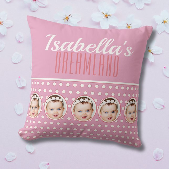 Pink Polka Dot Nursery Gift Throw Pillow (Creator Uploaded)