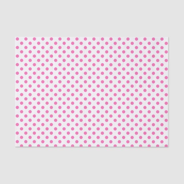 Pink Polka Dot on White Tissue Paper (Front)