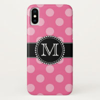 Pink Polka Dot Pattern Monogrammed