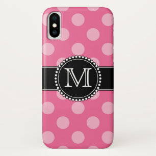 Pink Polka Dot Pattern Monogrammed Case-Mate iPhone Case