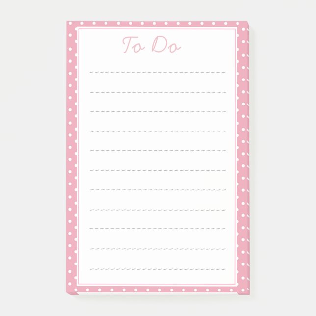 Pink Polka Dot Pattern To Do List Post-it Notes (Front)
