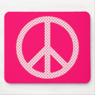 Pink Polka Dot Peace Mouse Pad
