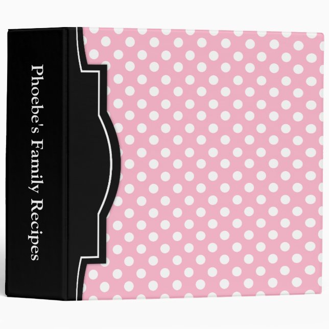 Pink Polka Dot personalized 2" Recipe Binder (Front/Spine)