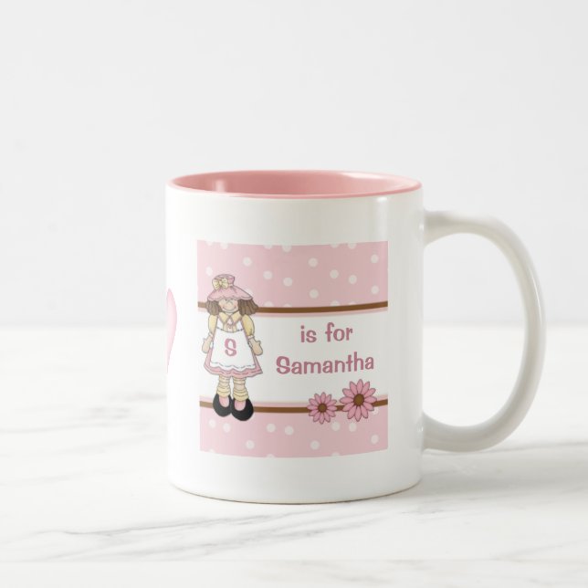 Pink Polka Dot Personalized Child's Mug (Right)