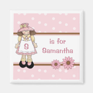 Pink Polka Dot Personalized Child's Name Magnet
