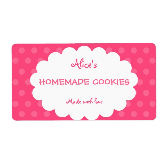 Pink Polka Dot Personalized Homemade Cookies (Front)
