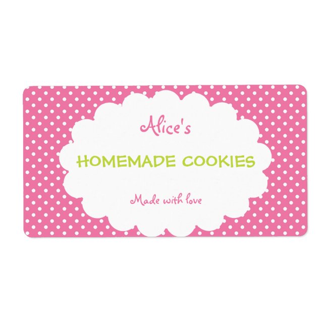 Pink Polka Dot Personalized Homemade Cookies (Front)