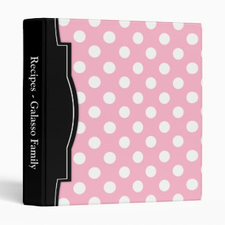 Pink Polka Dot personalized Recipe Binder