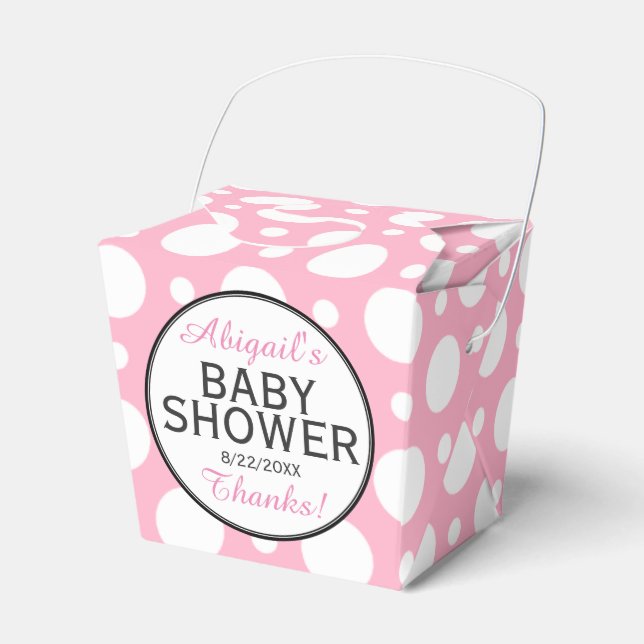 Pink Polka Dot Personalized Shower Favour Boxes (Front Side)
