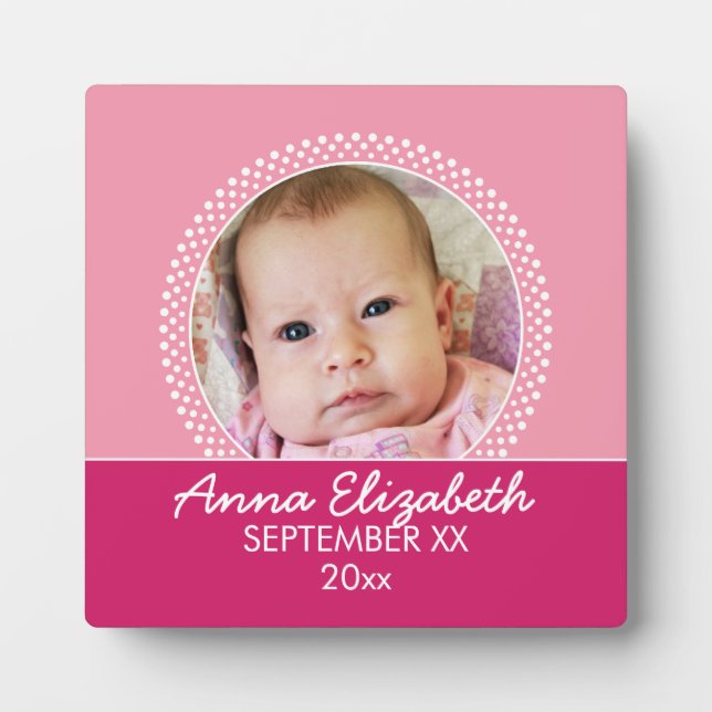 Pink Polka Dot Photo Frame Baby Girl (Front)