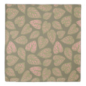 Pink Polka Dot Plant Leaves Patterned Duvet Cover (Front)