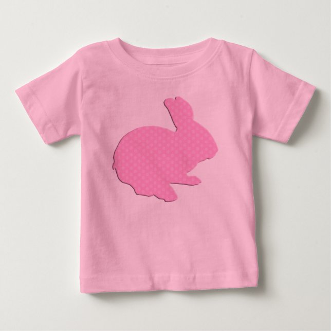 Pink Polka Dot Silhouette Easter Bunny Shirt (Front)