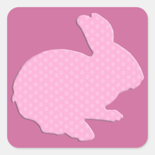 Pink Polka Dot Silhouette Easter Bunny Stickers