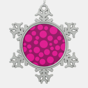 Pink polka dot snowflake pewter christmas ornament