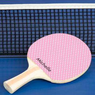 Pink polka dot table tennis ping pong paddle
