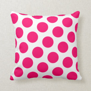 Pink Polka Dot Throw Pillow