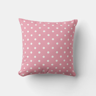 Pink Polka Dot Throw Pillow