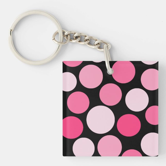 Pink Polka Dot Two Sided Keychain (Front)
