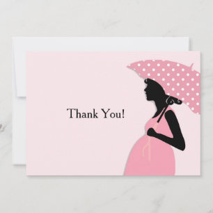 Pink Polka Dot Umbrella Thank You Notecard